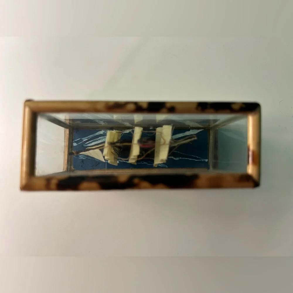 Vintage Miniature Wooden Ship in Glass Display Case - Picture 7 of 10